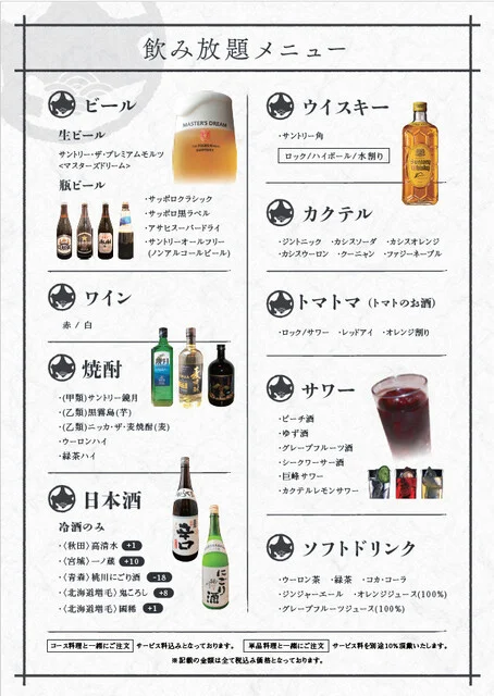 飲み放題メニュー
