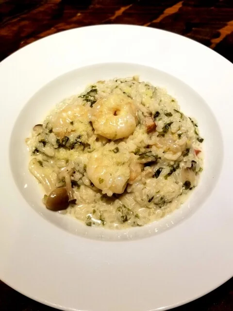 エビとキノコのクリームリゾット