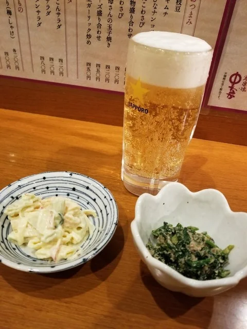 ビールと小鉢