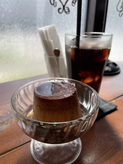 アイス珈琲とカスタードプリン