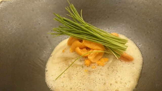 海胆と芽葱の御蕎麦