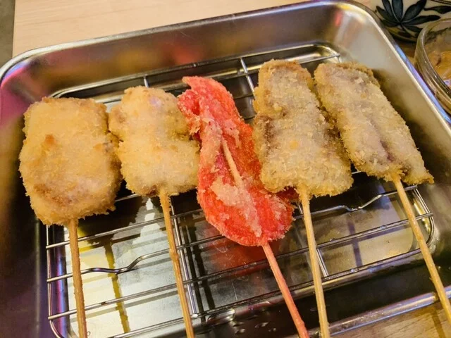 串揚げの豚・紅生姜・牛