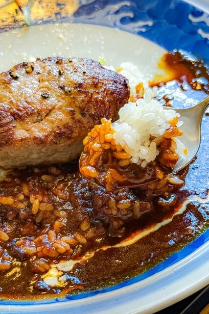 長イモとベーコンのカレー