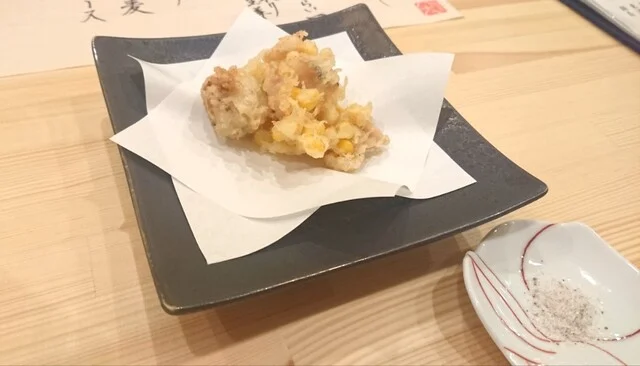 蛤と玉蜀黍のかき揚げ